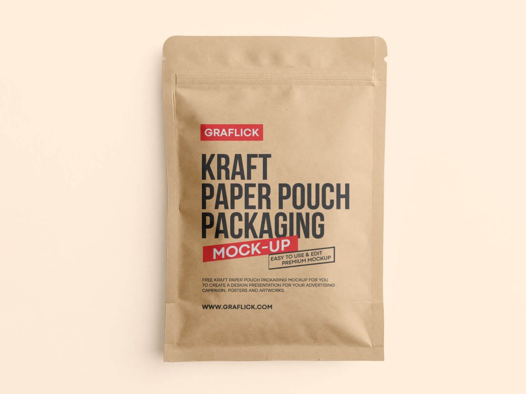 Free Kraft Paper Pouch Sachet Mockup PSD