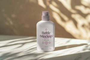 Free Cream Plastic Bottle Mockup