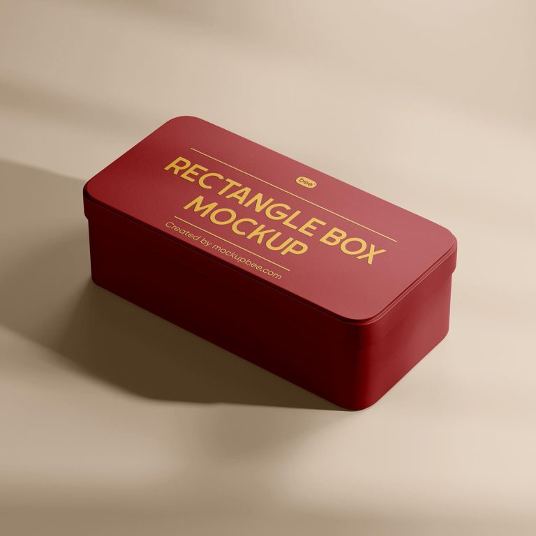 Free Rectangle Metal Elegant Box Mockup