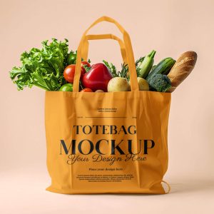 Free Vegetables Shopping Tote Bag Mockup