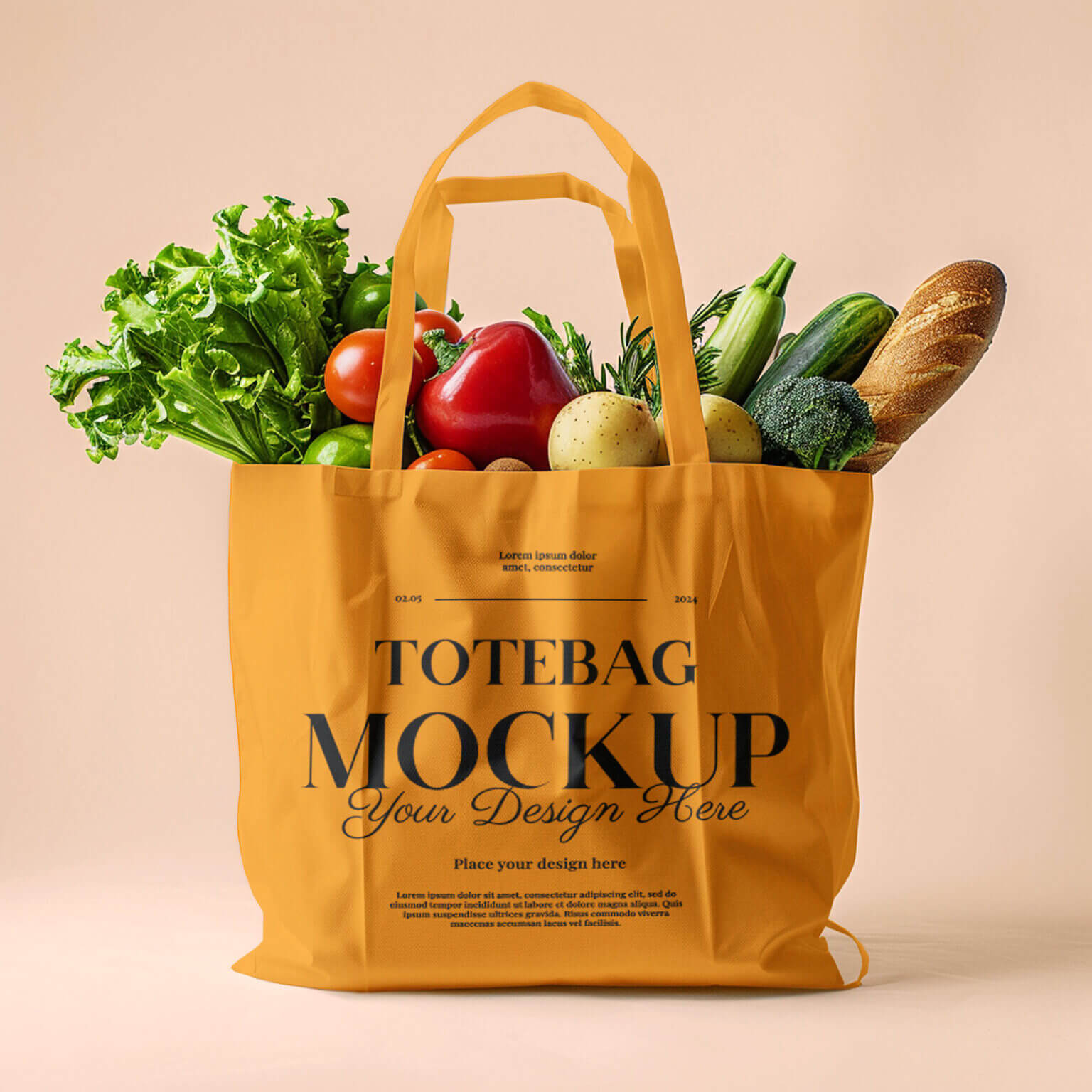 Free Vegetables Shopping Tote Bag Mockup