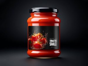 Free Large Size Tomato Sauce Jar Mockup PSD