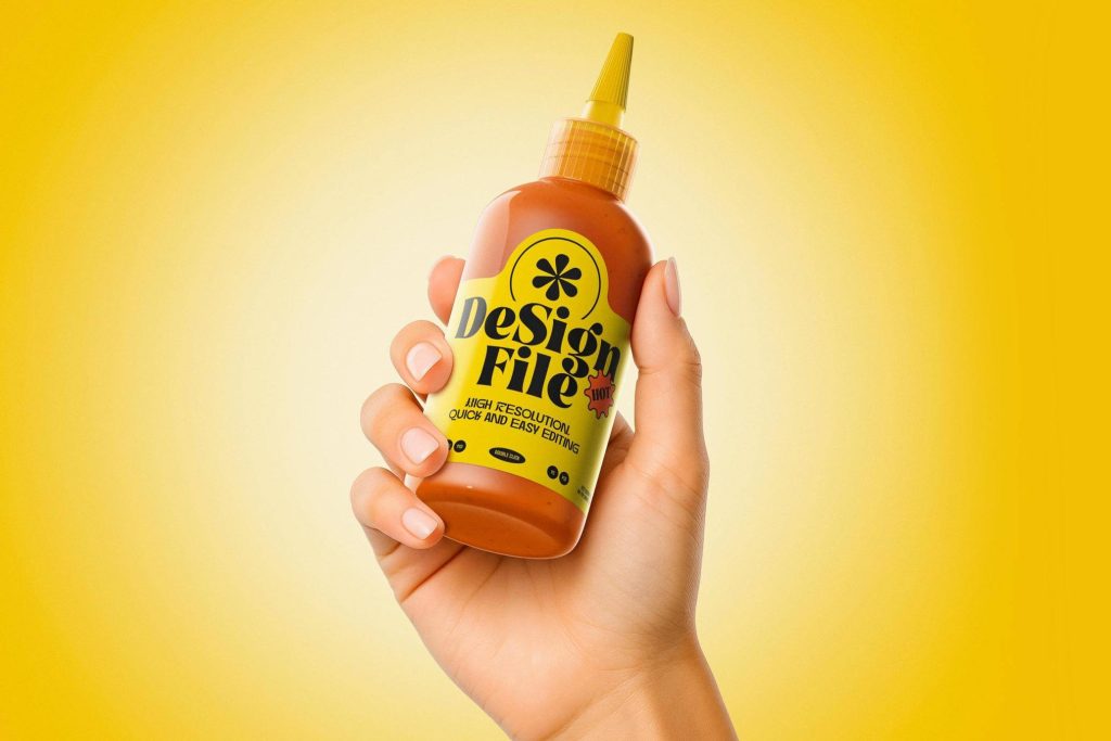 Free Sauce Bottle Mockup PSD