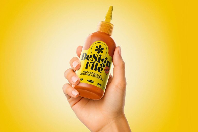 Free Sauce Bottle Mockup PSD