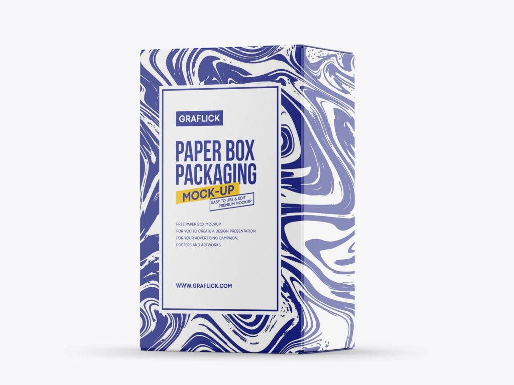 Free Vertical Paper Product Box Mockup PSD