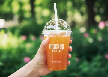 Free Orange Juice Cup / Slush With Dome Lid Mockup PSD