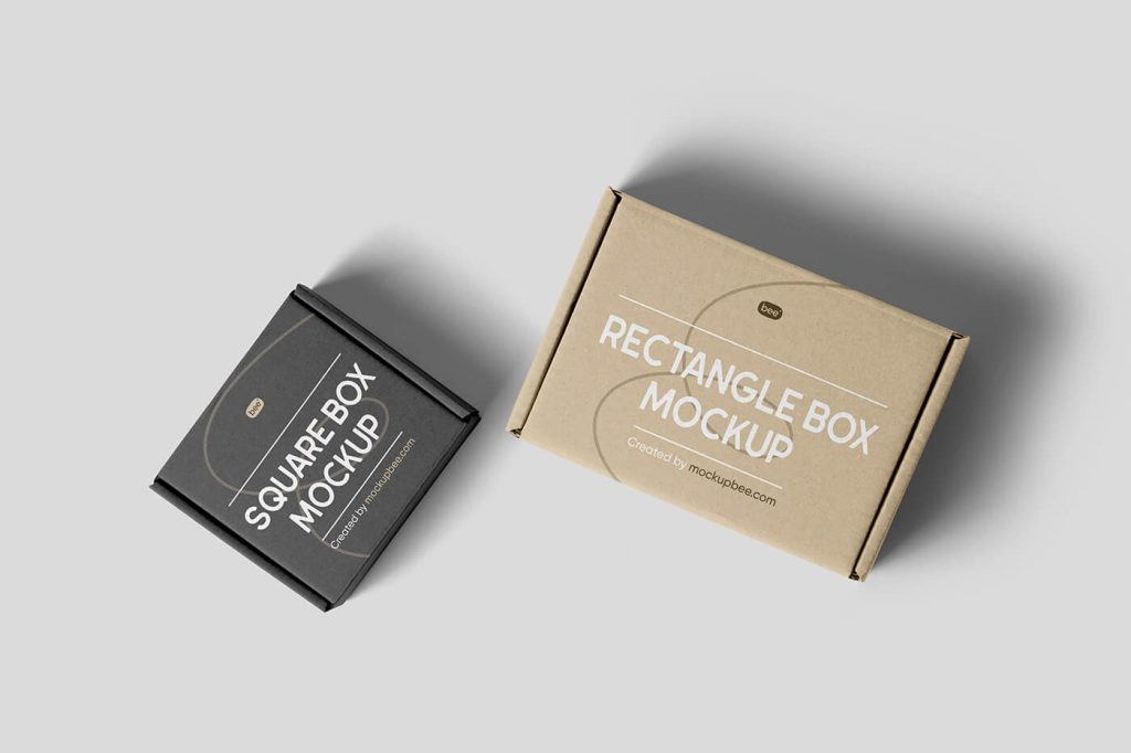 Free Top View Delivery Mailer Boxes Mockup PSD