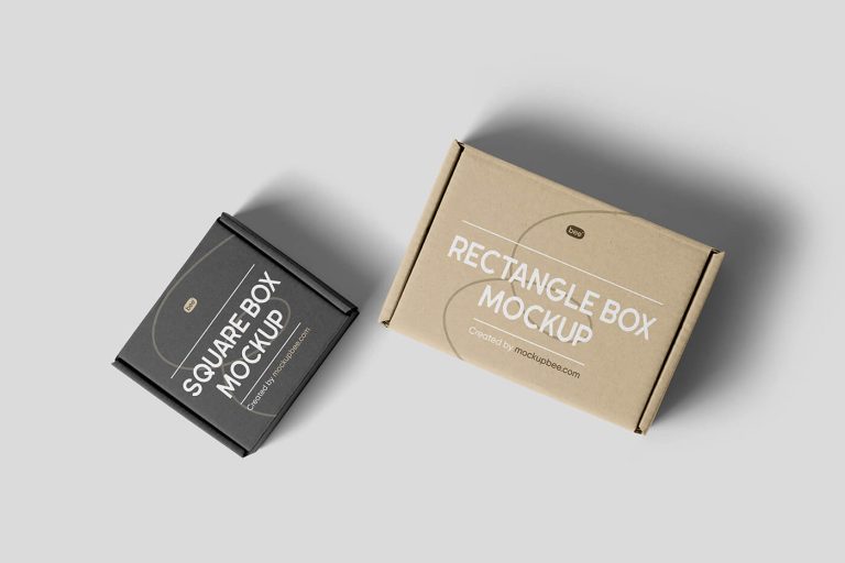 Free Top View Delivery Mailer Boxes Mockup PSD