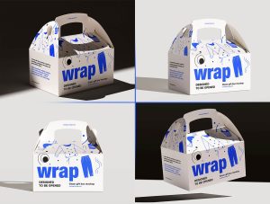 Free Take Away Gable Style Package Gift Box Mockup