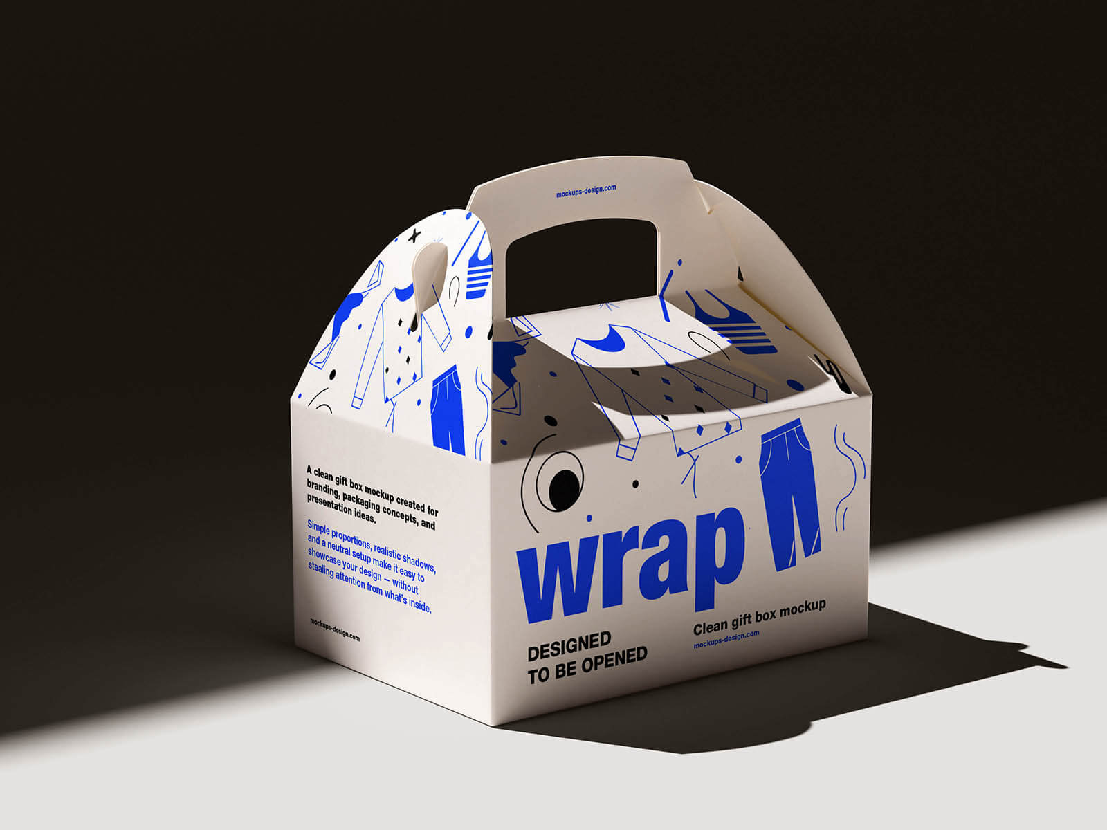 Free Take Away Gable Style Package Gift Box Mockup3