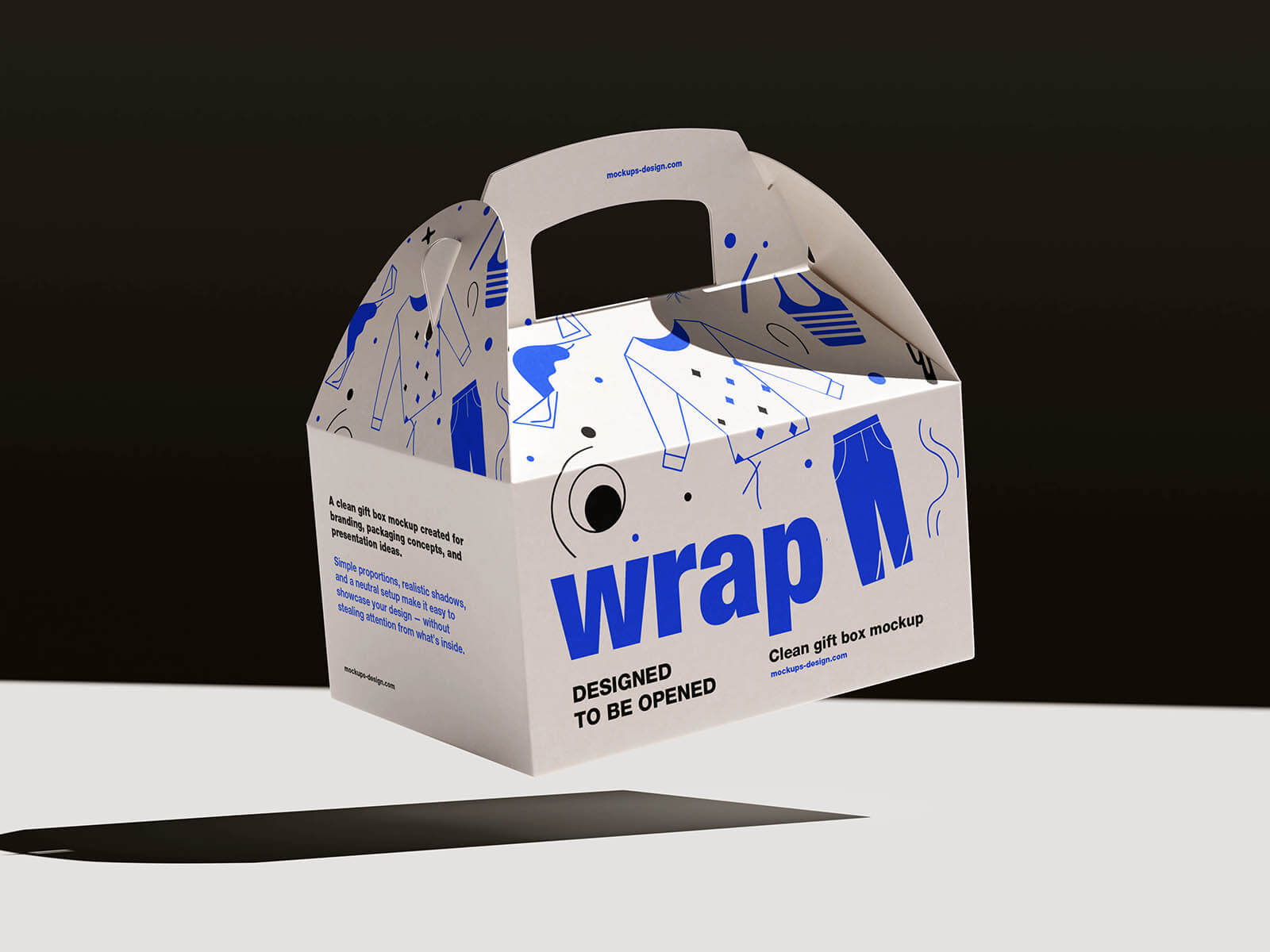 Free Take Away Gable Style Package Gift Box Mockup4