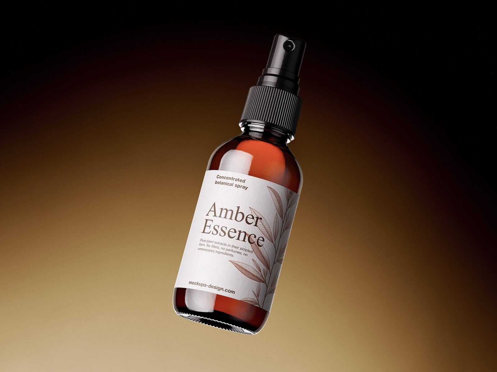 3 Free Amber Glass Spray Bottle Mockup PSD Set