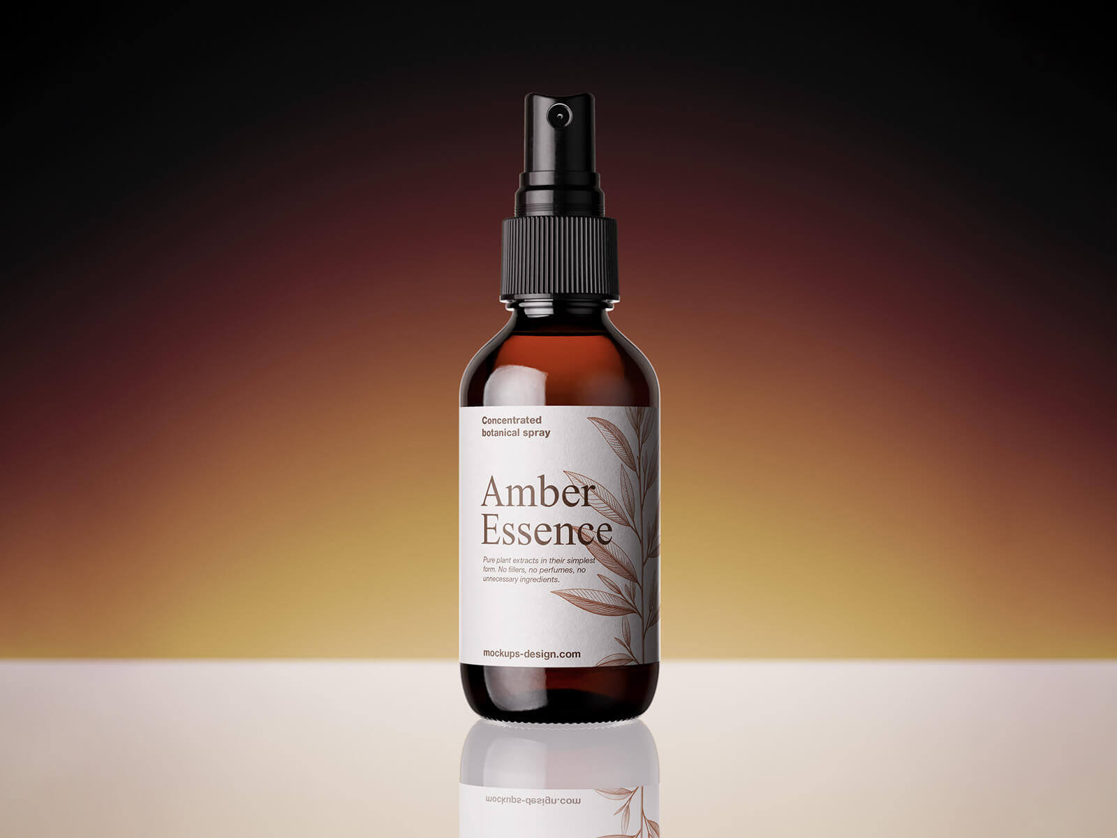 3 Free Amber Glass Spray Bottle Mockup PSD Set