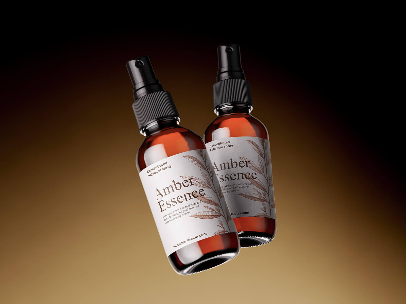 3 Free Amber Glass Spray Bottle Mockup PSD Set