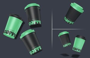 3 Free Minimal Coffee Cup Branding Mockup PSD Set