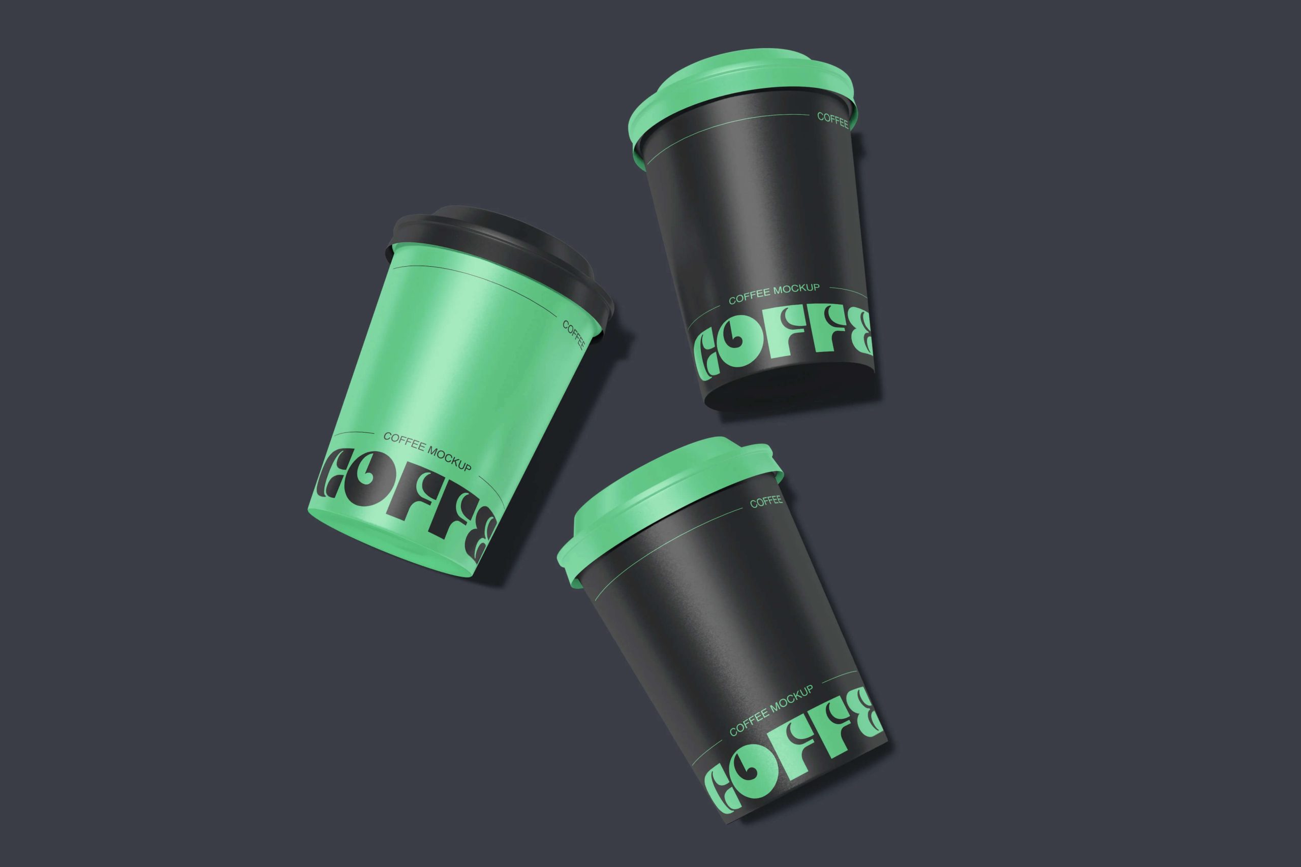 3 Free Minimal Coffee Cup Branding Mockup PSD Set