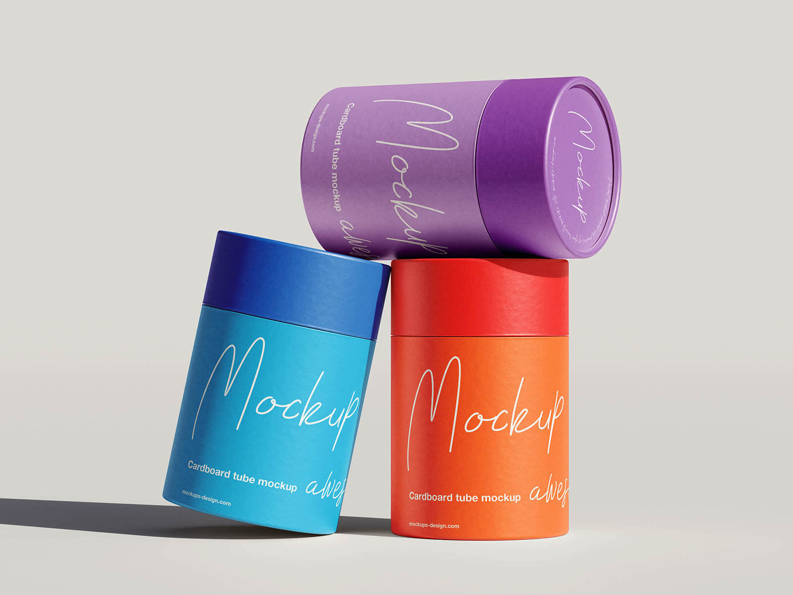 5 Free Cylindrical Cardboard Paper Tube Mockup PSD Files Set