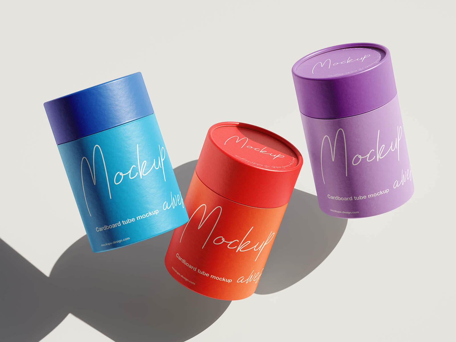 5 Free Cylindrical Cardboard Paper Tube Mockup PSD Files Set