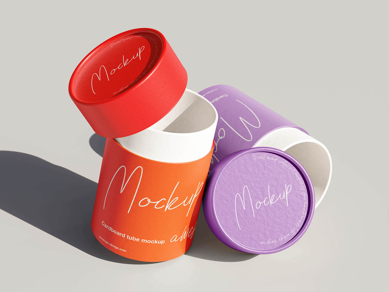 5 Free Cylindrical Cardboard Paper Tube Mockup PSD Files Set