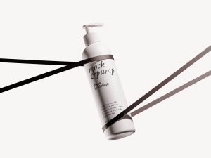 artistic pump bottle mockup cosmetic packaging PSD with light background variations