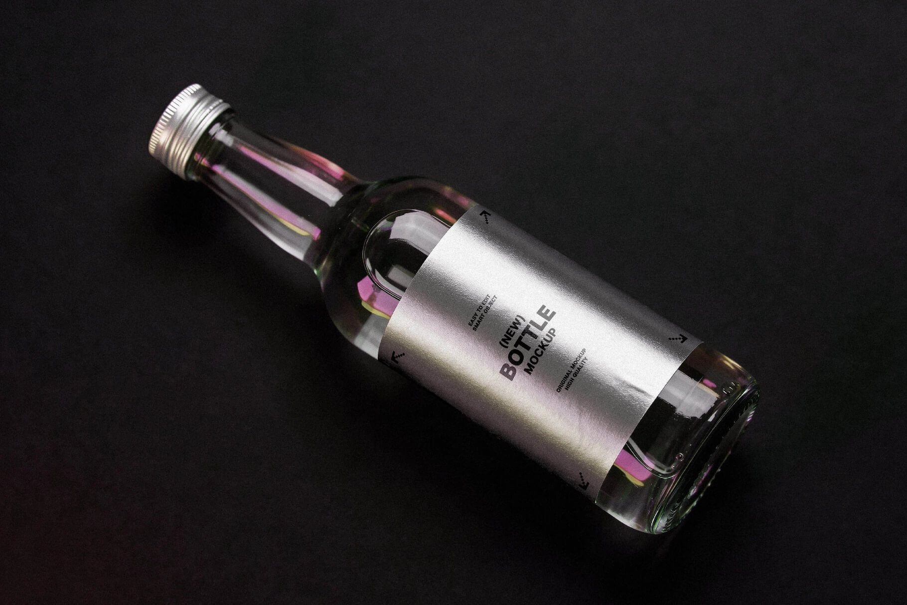 Free Bottle Label Mockup With Metallic Wrap PSD