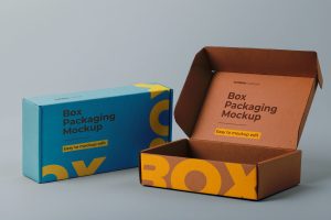 Open pinch lock Cardboard Packaging Box Mockup PSD