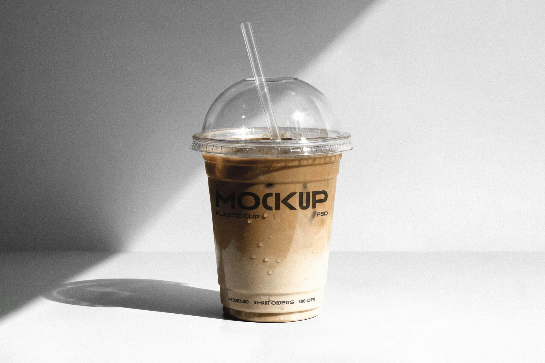 Plastic Takeaway Coffee Cup Mockup with Straw and Lid