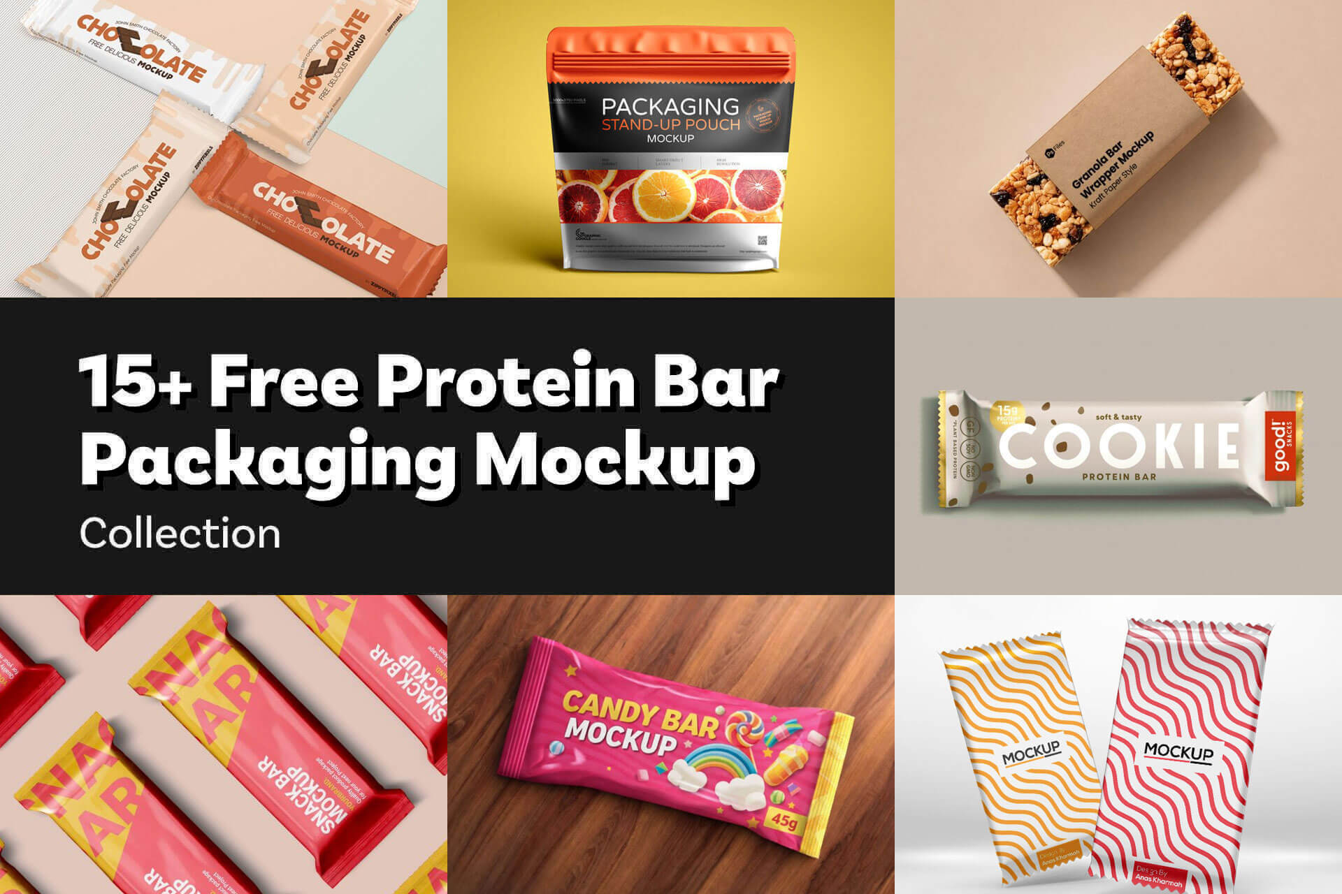 15 Free Protein Bar Packaging Mockup PSD