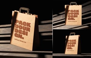 Kraft paper bag mockup PSD for eco-friendly shopping bag branding and retail packaging presentation