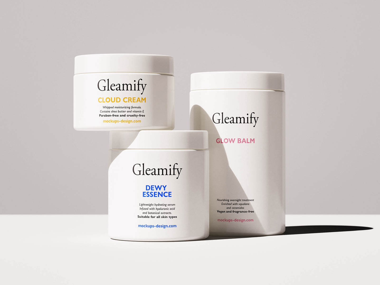 Free Multiple Cosmetic Jars Mockup
