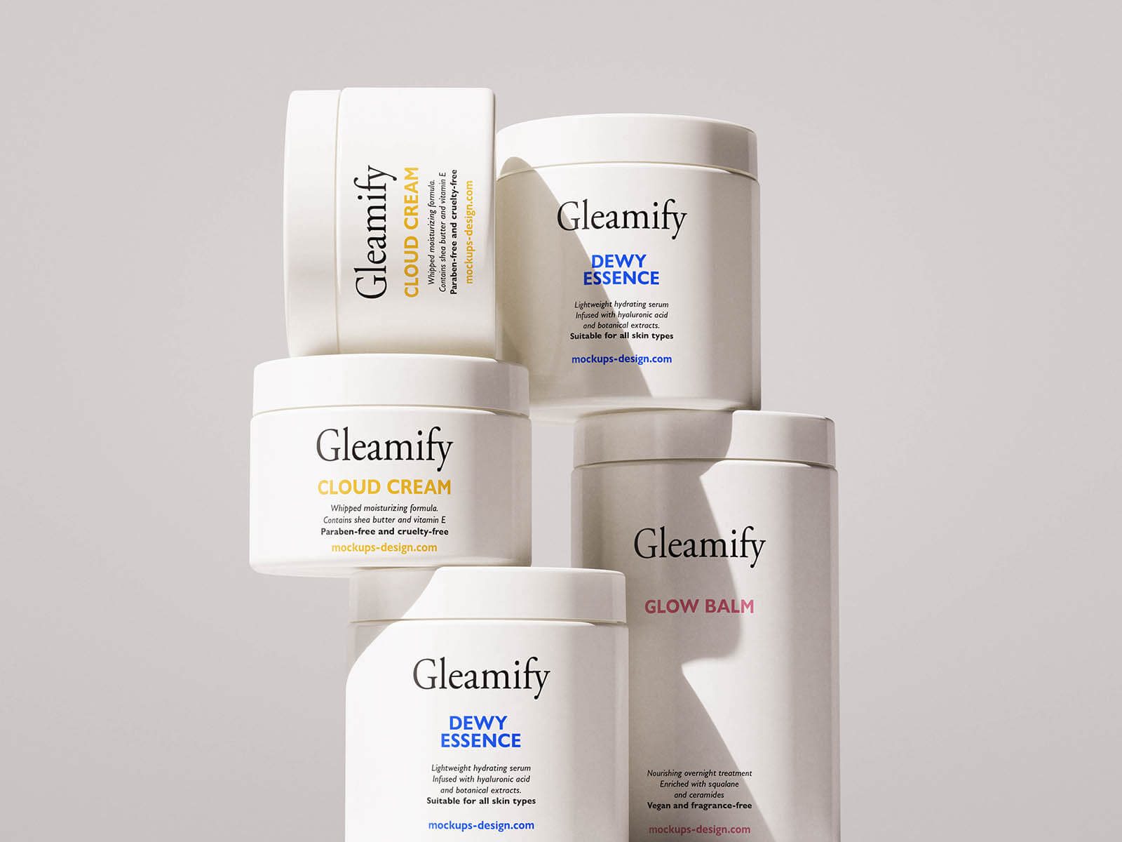 3 Free Multiple Cosmetic Jars Mockup