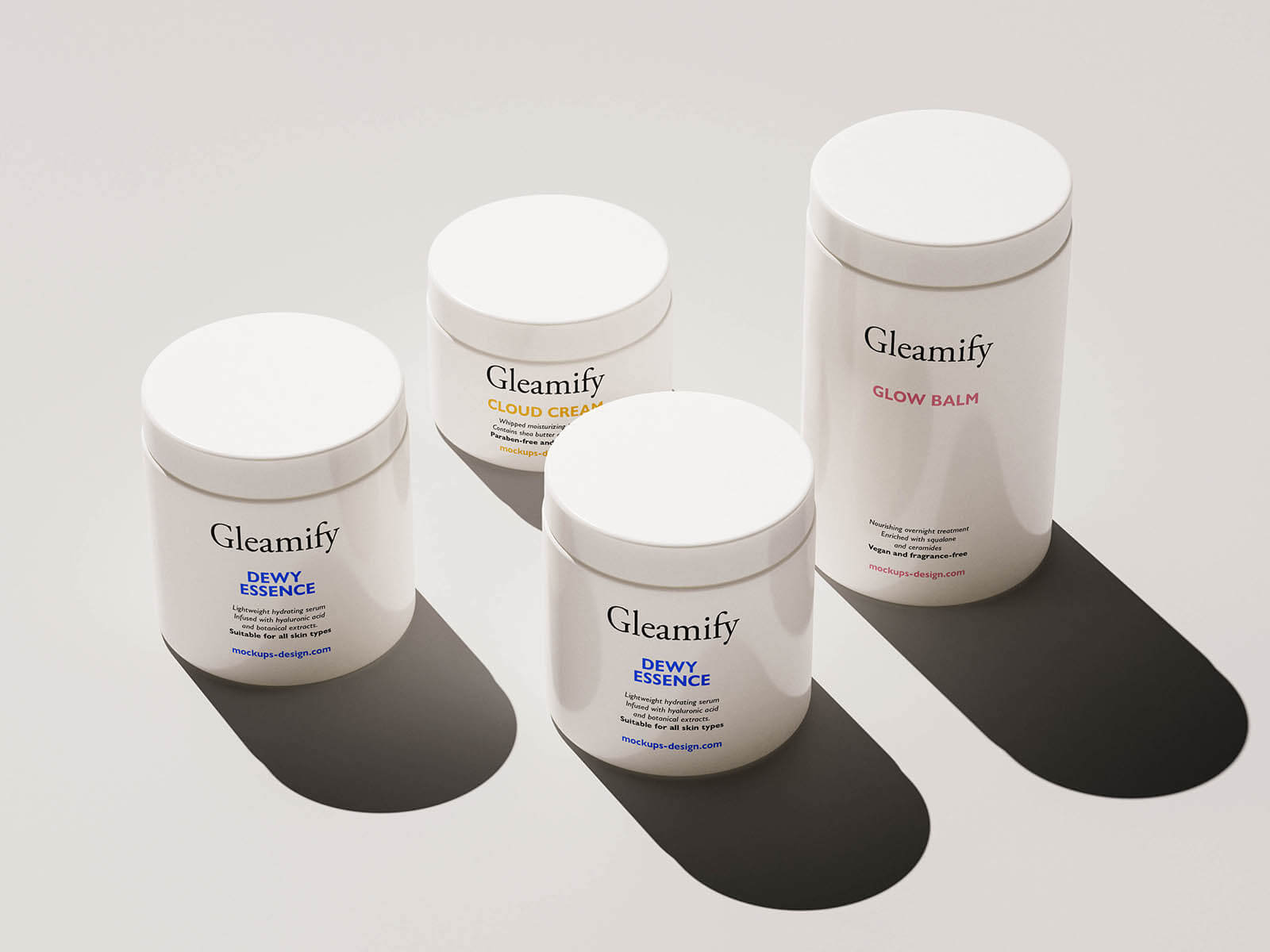 3 Free Multiple Cosmetic Jars Mockup