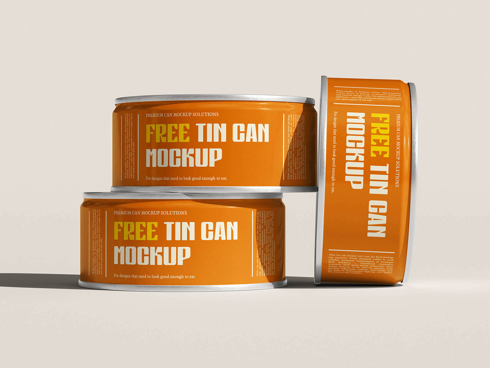 4 Free Small Flat Tin Can Mockup PSD