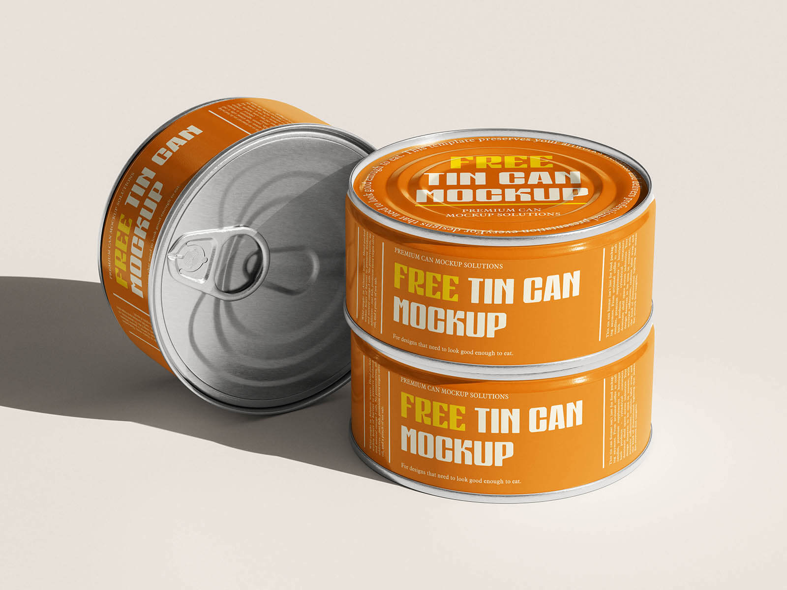 4 Free Small Flat Tin Can Mockup PSD