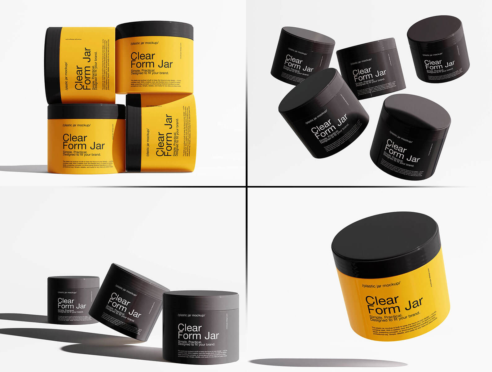 4 Free Versatile Plastic Jar Mockup PSD for Cosmetic Packaging