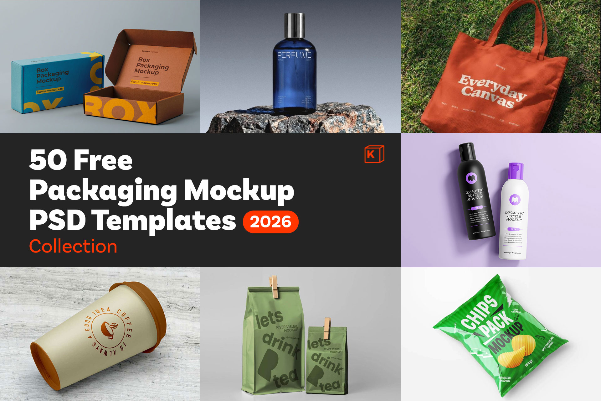 50 Free Packaging Mockup PSD Templates (2026) – Download Now