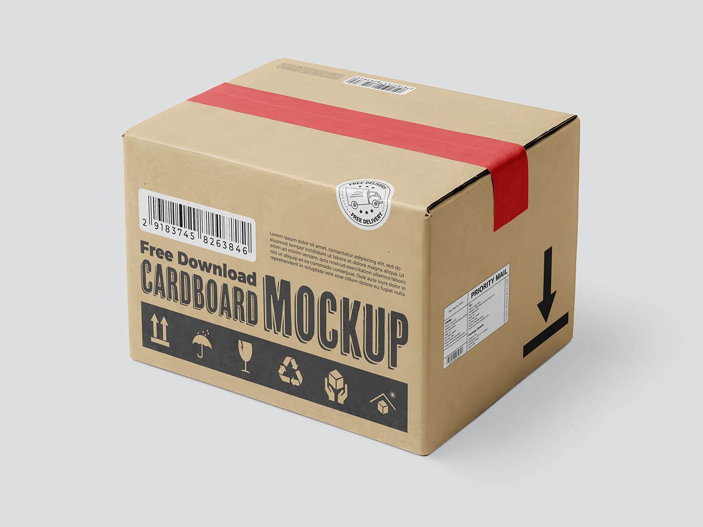 Free Carton Box Cardboard Mockups PSD1
