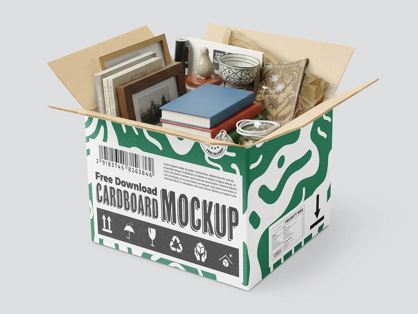 Free Carton Box Cardboard Mockups PSD3