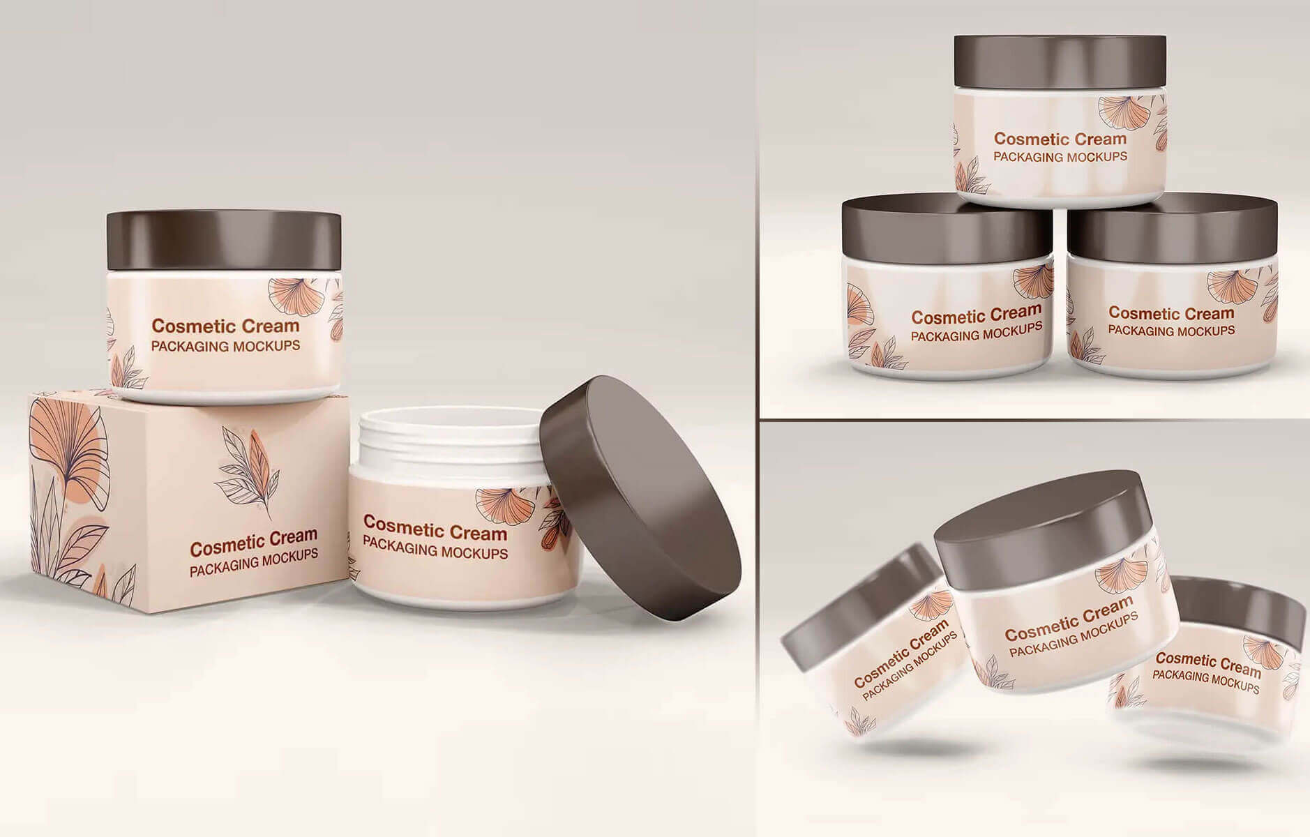 Free Cosmetic Cream Jar and Box Packaging Mockups set for Skincare Branding