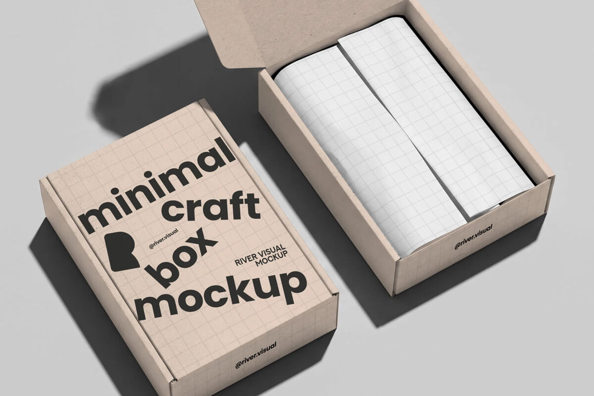 Free Mail Package Kraft Box Mockup PSD