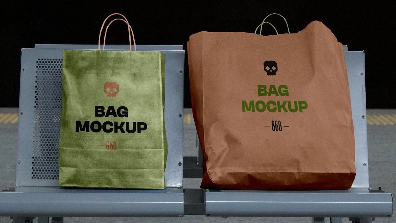 Free Kraft Paper Bag Mockup PSD for Retail Branding