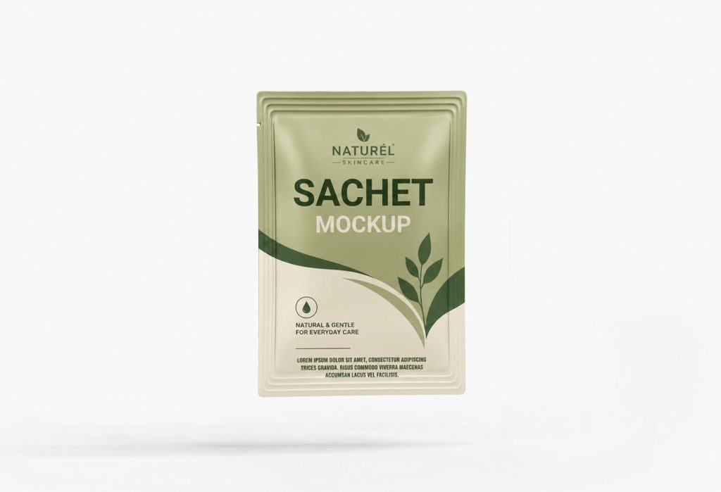 Free Side Seal Pouch Sachet Packet Mockup PSD