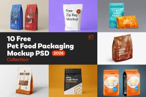 10 Free Pet Food Packaging Mockup PSD Templates