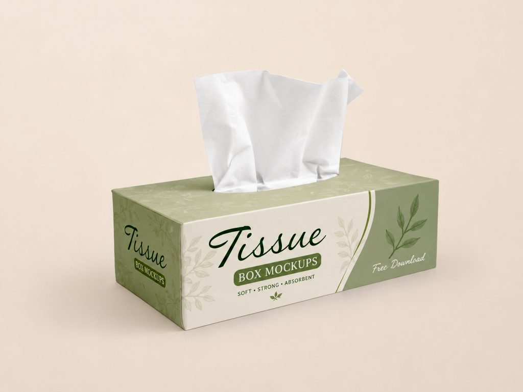 Free Tissue Box Packaging Mockup PSD