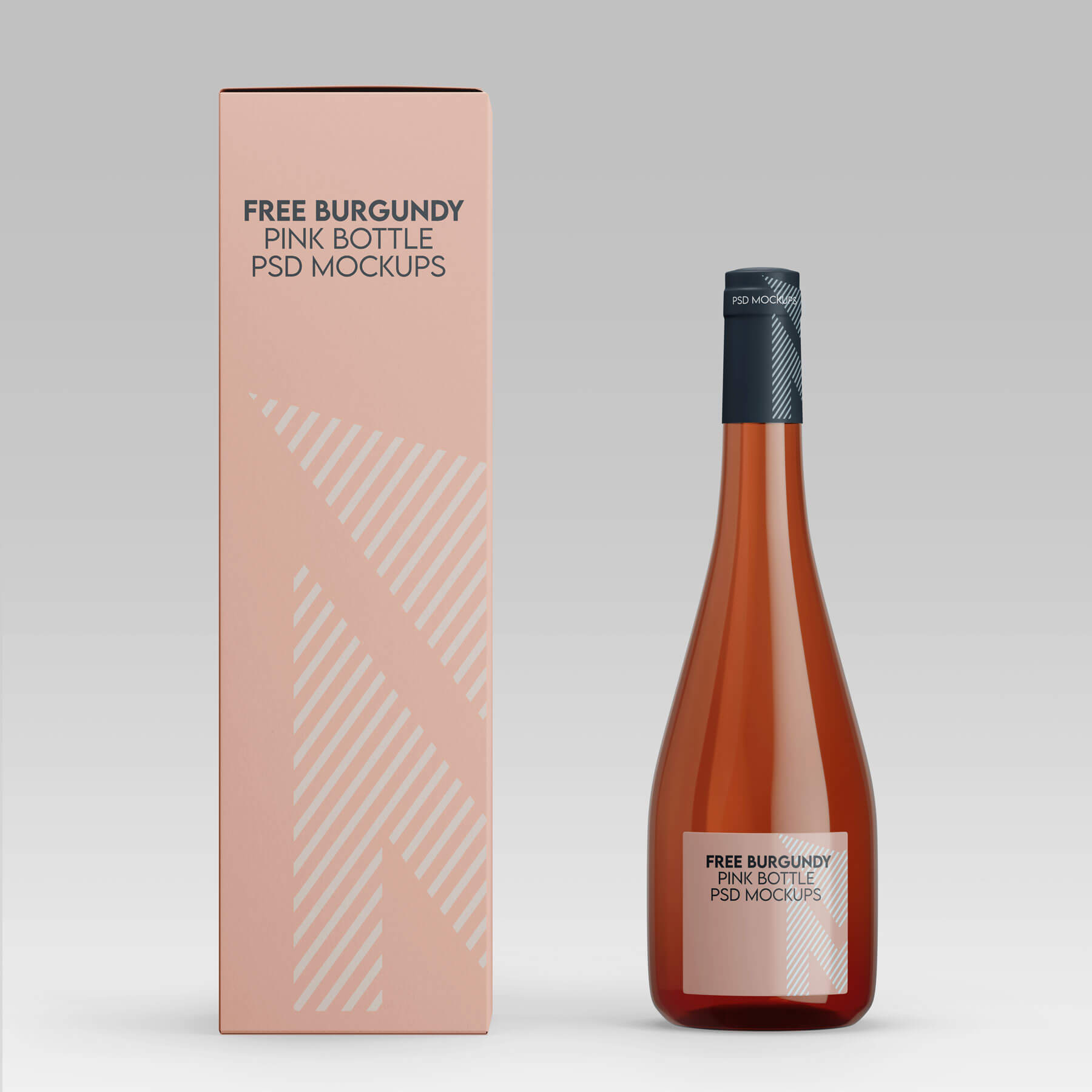 Free Burgundy Pink Wine Bottle PSD Mockups