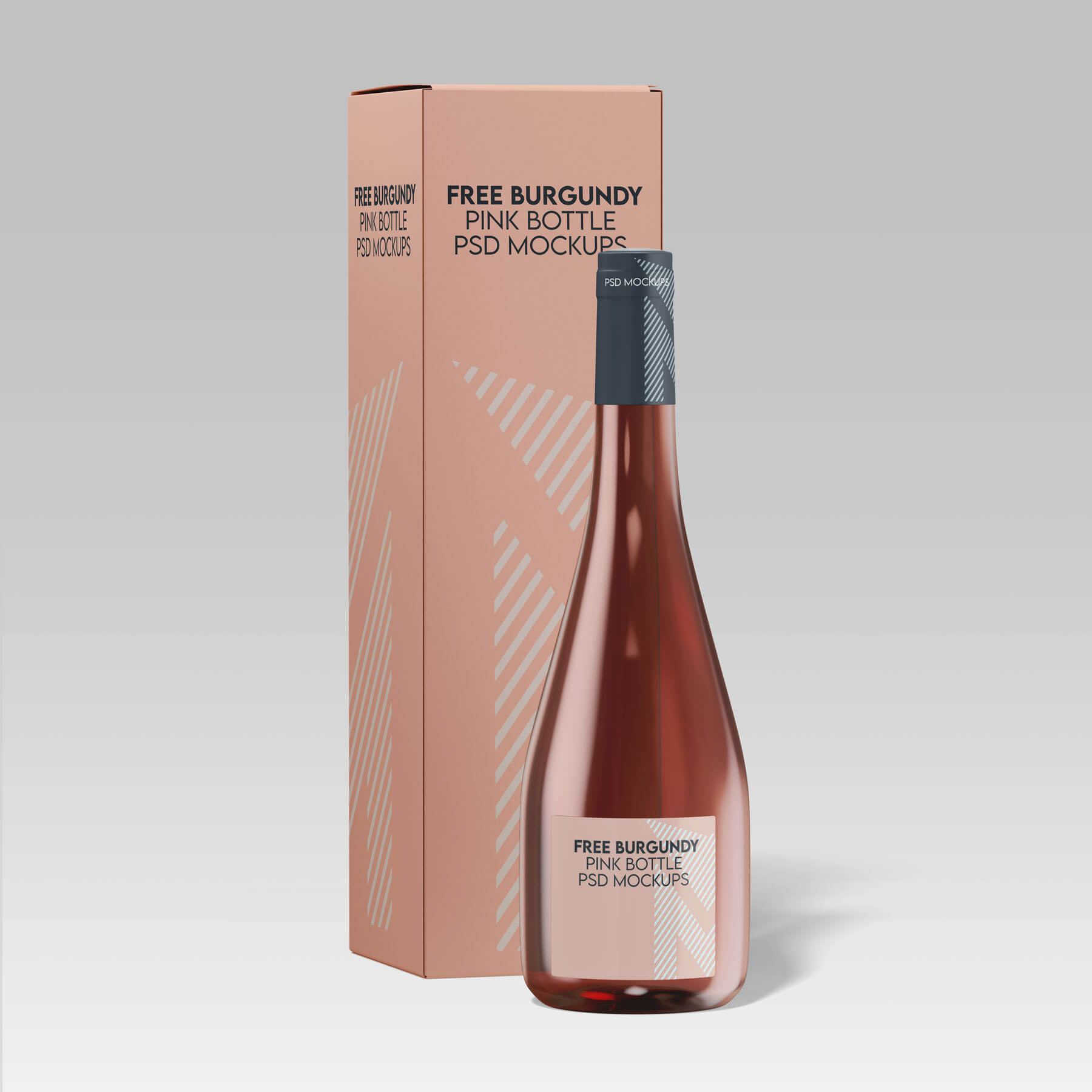 Free Burgundy Pink Wine Bottle PSD Mockups