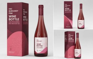 Free Burgundy Pink Wine Bottle PSD Mockups