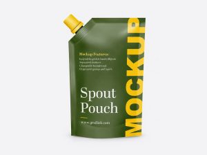 Doy Pack Pouch Packaging Mockup PSD with spout cap for beverage and liquid product branding