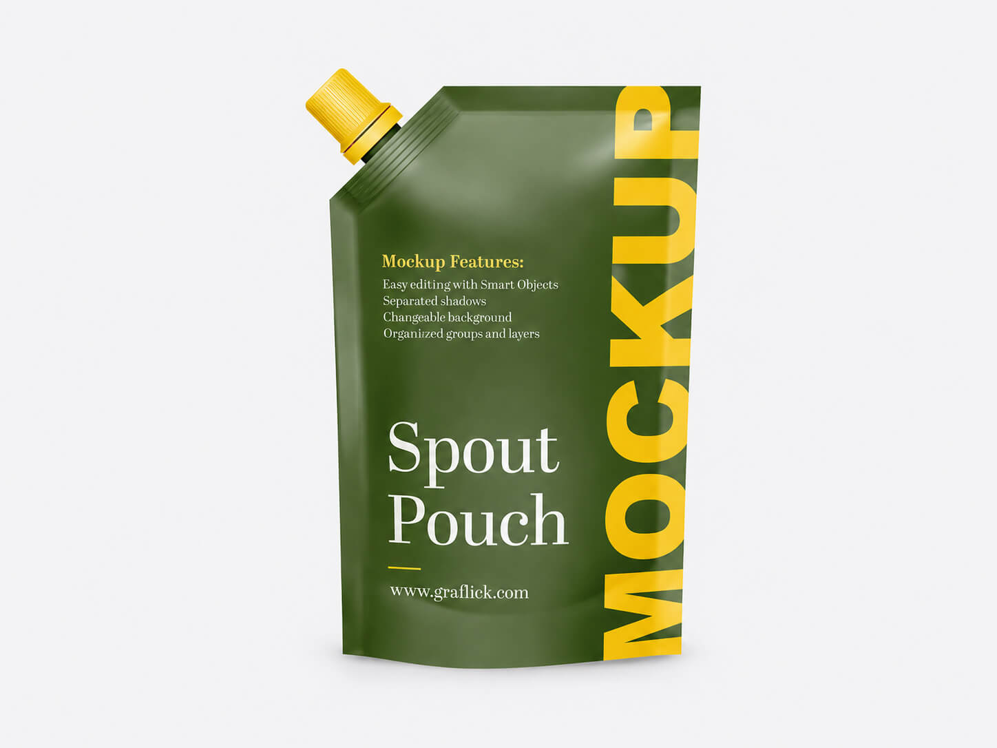 Doy Pack Pouch Packaging Mockup PSD with spout cap for beverage and liquid product branding