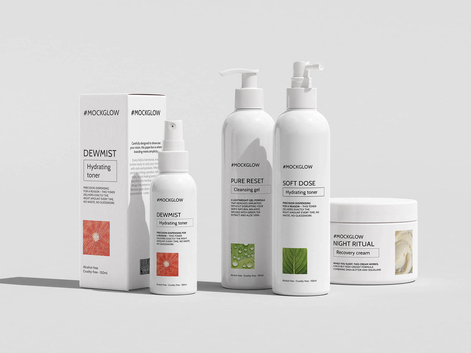3 Free Five-Piece Cosmetic Mockup PSD Set